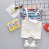 Oferta Especial Roupa Infantil Novo Verão Terno Infantil Bebê Menina Macacão Listrado de Manga Curta Moderno Conjunto de Duas Peças Dropshipping