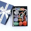 Conjunto de Cristais Naturais Chakra 7 Chakras Pingente Coluna Hexagonal Costurado Conjunto Combinado de Pedras Coloridas para Yoga