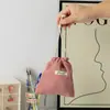 Saco de Armazenamento com Cordão Etiqueta Tecida com Cordão Bolsa de Maquiagem Portátil Feminina Veludo Cotelê Bagagem de Mão Cor Grande Capacidade