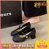 Zapatos de tacón alto para mujer con tacones de grosor medio, combinados con cheongsam y falda de cara de caballo, nuevo estilo verano 2026, nuevos zapatos de estilo chino