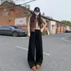 Calça Quiltada de Algodão com Listras Verticais Off-White para Mulheres, Novo Estilo Outono/Inverno 2025, Calça Quente de Pernas Largas, Calça Conversível com Cordão Estilo Preguiçoso