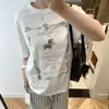 Camiseta Casual Versátil de Manga Curta Doce Fresca para Mulheres Verão Solta Emagrecedora Estilo Preguiçoso Ligeiramente Transparente Proteção Solar Top ins