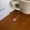 Collar de Esmalte con Corazón Sweetheart Diseño Coreano 2022 para Mujer Diseño de Nicho Estilo Dulce Fresco Cadena para Clavícula Tendencia