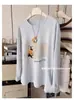 Otoño Temprano 2025 Nuevas Camisetas de Manga Larga con Estampado de Cachorros para Mujer Coreana Holgada Protector Solar Blusa Camiseta de Cuello Redondo Camisa de Aire Acondicionado