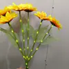 Luzes Solares de Girassol de Estoque Transfronteiriço Luzes de Fio de Cobre LED Luzes Decorativas de Flores Artificiais para Jardim Luzes de Encaixe no Solo Luzes de Jardim