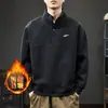 Sudadera tipo polo roja para hombre, nuevo estilo de invierno, top bordado americano de alta gama, talla grande 2026, chaqueta para hombre con forro polar