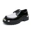Zapatos de cuero gruesos estilo británico de talla grande para hombre, zapatos derby versátiles casuales de moda, zapatos casuales con cordones para puntera ancha para hombre talla 46