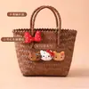 KT Rattan Sintético Cesta de Legumes Tecida à Mão Bolsa de Gato de Desenho Animado Bolsa de Palha Lembrança Bolsa de Praia Bolsa de Praia