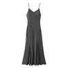Comércio Exterior Atacado Outono Novo Feminino Estilo Europeu e Americano Textura de Cetim de Seda Estilo Lingerie Vestido Sexy de Alça