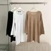 Foto real estilo coreano preguiçoso solto de malha de manga comprida cardigã primavera e outono novo estilo feminino elegante moderno longo vazado top