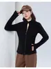 Chamarra de polar ajustada con cuello alto, rompevientos, capa interior de polar, sudadera para mujer, adelgazante y favorecedora