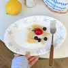 Platos Planos de Cerámica Estilo Ins Serie Estrella de Mar, Vajilla Cerámica Doméstica para Una Persona, Alto Valor Estético, Platos Sencillos, Platos para Fruta y Postre