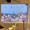 Pegatinas para Ventana de Rosa, Diente de León, Mariposa, Gato Negro, Plantas Verdes, Decoración de Puerta de Cristal para Ventana, Pegatinas Electrostáticas para Cristal, Visibles por Ambos Lados