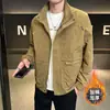 Chaqueta Casual de Manga Larga Cálida Acolchada con Cuello Alto, Versátil, de Marca de Moda Nueva para Hombre, Ropa de Trabajo Sencilla, Primavera y Otoño