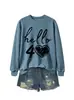Amazon eBay estación independiente moda versátil mujer hola 40 corazón cuello redondo manga larga sudadera comercio exterior transfronterizo