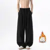 Calça Scimitar Preguiçosa Estilo Retro Americano Old Money Masculina Outono/Inverno Linho Imitação Veludo Plus Engrossado Caimento Largo Casual Longa
