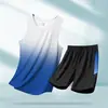 Conjunto Esportivo Masculino Secagem Rápida Seda de Gelo Colete Shorts Corrida Verão Treinamento Fitness Bola Vestuário Transfronteiriço Fábrica Atacado