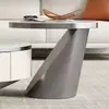 Mesa de centro multifuncional de pizarra, estilo italiano moderno de lujo ligero color crema, diseño simple para sala de estar, modelo nuevo para apartamentos pequeños, combinación redonda
