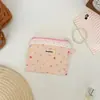 65222 Bolsa de Almacenamiento con Ribete de Encaje Floral Azul Claro, Estilo Fresco y Sencillo para Estudiantes, Cable de Datos para Auriculares, Billetera para Monedas, Bolsita Portátil