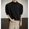 Camiseta Térmica de Manga Larga con Cuello Medio para Hombre, Primavera y Otoño, Marca de Tendencia Estilo Americano, Ropa Interior Casual para Adolescentes, Corte Fresco y Holgado