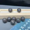 Cuentas Redondas de Ébano Natural Hechas a Mano con Clavos de Plata Incrustados Cuentas Sueltas DIY