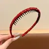 Elegante diadema redonda de cuentas con corona alta para mujer, diadema de moda de alta gama para uso diario, con dientes para un agarre antideslizante