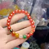 Pulseira de Areia Imperial de Conteúdo Médio com Ágata Cinco Deuses da Riqueza, um Presente de Aniversário para Namorada ou Melhor Amiga, ou para Uso Pessoal
