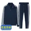 Popular Transfronterizo Talla Europea Talla Grande Ropa Deportiva Traje Sudadera de Tres Rayas para Hombre Pantalones de Chándal Ropa de Trabajo Conjunto de Dos Piezas Venta al por Mayor de Fábrica
