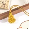 Tienda de oro mismo estilo arena dorada accesorios DIY diamante Buda bendición calabaza colgante collar se puede abrir y cerrar nueva cadena de suéter chino mujer