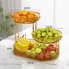 Mesa de centro de sala de estar bandeja de frutas estante de almacenamiento de bocadillos estante de arte de hierro para mesa de comedor del hogar cesta de frutas creativa de múltiples capas