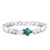 Nova Turquesa Verde Pedra Vulcânica Turquesa Branca Contas de Múltiplas Pedras Cristal em Pó Olho de Tigre Pulseira Elástica Masculina e Feminina