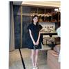 Vestido Curto de Manga Curta com Gola Vertical Estilo Chinês Novo 2025 Feminino Elegante Emagrecedor Verão Cheongsam Estilo Chinês Saia Midi Melhorada