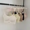 Ropa Interior de Base Líquida Estilo Nuevo para Mujer, Sujetador de Recogimiento para Pecho Pequeño Anti-Caída, Lencería Sin Costuras con Tirantes de Seda Hielo Cruzados en la Espalda
