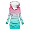 [Procesamiento Personalizado] Gabardina Gruesa de Invierno con Capucha Estilo Europeo y Americano, Impresión Digital 3D para Mujer, Longitud Media