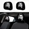 Funda de Reposacabezas para Coche con Estampado de Calavera Negra de Comercio Exterior Transfronterizo, Estilo Elástico Universal, Funda de Reposacabezas para Coche Original y Divertida