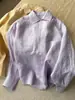 ¡Muy recomendable! Camisa morada de alta gama, adelgazante y elegante, para mujer, adecuada para otoño, para un estilo artístico y casual de oficina, con un tacto relajado y mangas largas.
