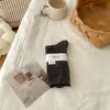 Calcetines de Lana para Mujer en Otoño e Invierno, Calcetines Gruesos de Doble Aguja Cálidos de Media Pantorrilla para Mujer, Rayas Finas, Calcetines Básicos de Felpa de Color Simple y Versátil