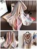 Bufanda elegante de seda Hangzhou con protección solar y letras para mujer, ideal para primavera y otoño, fina y larga, chal de satén de verano.