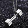 Moda 2024 Fitness Barra Halter Dumbbell Colar Masculino Dominador Moderno Masculino Aço Titânio Clavícula Pingente de Casal Pingente Mulheres