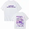 Caçador de Demônios Kpop 2025 Camiseta Popular de Anime Harajuku Gola O Camisa Casual Presente Preto Branco Cinza