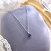 Collar de Plata de Ley s925 Lujo Ligero con Zirconita de Tanzanita para Mujer Estilo Japonés Exquisita Cadena Geométrica para Clavícula Diseño Versátil para el Trabajo Joyería