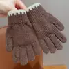 Luvas de Lã Tricotada Sem Dedos Ins Coreano Feijãozinho Colorido de Inverno para Mulheres Cor Lisa Tela Sensível ao Toque Quente À Prova de Vento Ciclismo Dedo