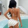 Nuevo Bikini Dividido con Lazo de Deseo Puro Dulce Chica Look Adelgazante Traje de Baño Bikini de Tres Piezas para Primavera Caliente Orilla del Mar