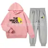 Traje Holgado y Cómodo de Comercio Exterior para Niños Medianos y Grandes, Conjunto de Dos Piezas de Sudadera con Capucha y Pantalones Deportivos de Algodón para Primavera y Otoño en Stock