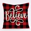 Funda de Almohada Navideña 2022 Serie Roja Transfronteriza Nueva Estampada Lino Hogar Sofá Cojín Respaldo Fabricación de Almohadas