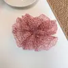 Goma para el pelo de organza con estampado de leopardo estilo coreano, Delicada y esponjosa goma para coleta, Accesorio para el cabello chic y relajado para mujer