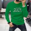 Sudadera Térmica Nueva de Otoño e Invierno Europeo para Hombre con Letras de Pedrería, Cuello Redondo, Camiseta Básica de Manga Larga, Top para Hombre, Marca de Moda