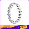 Anillo de Cuentas Crecientes de Cobre Plateado Blanco Plateado de Pan Anillo de Nudo Floral Anillo de Par Apilado Anillo de Pan
