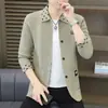 Tricô Masculino Outono Inverno Novo Comércio Exterior Tamanho Grande Cardigan Moda Botão Único Casual Estampado Quente Casaco Suéter