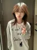 Camiseta de Manga Larga a Rayas con Estampado de Letras Estilo Coreano Ins para Mujer, Nueva Camiseta Casual de Diseño para Primavera y Otoño